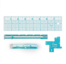 Set of blue measuring rulers with grid lines on a white background