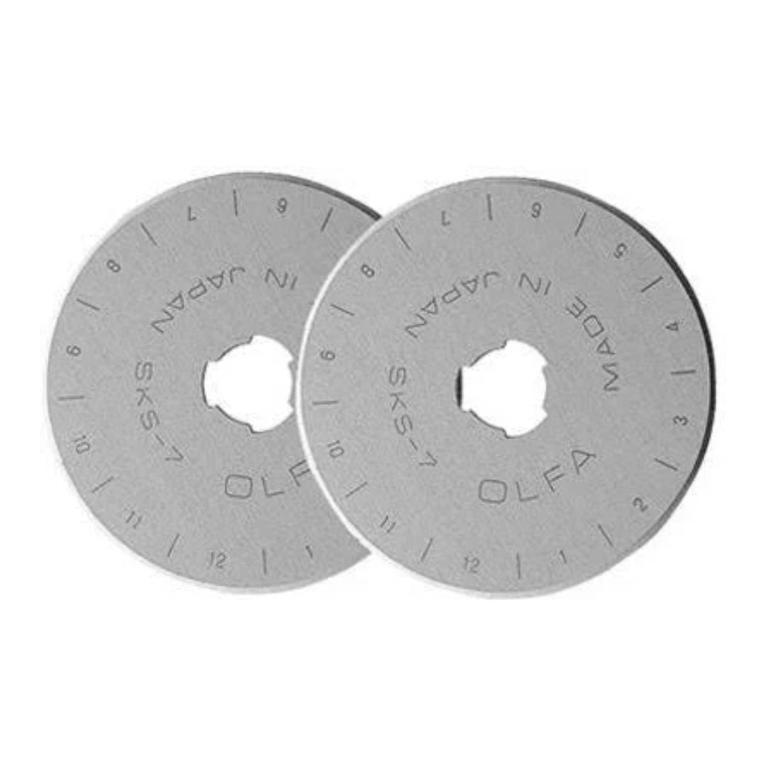 Two OLFA rotary blade cutters on a white background