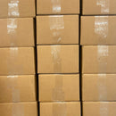 Stacked cardboard shipping boxes for fabric scrap packs