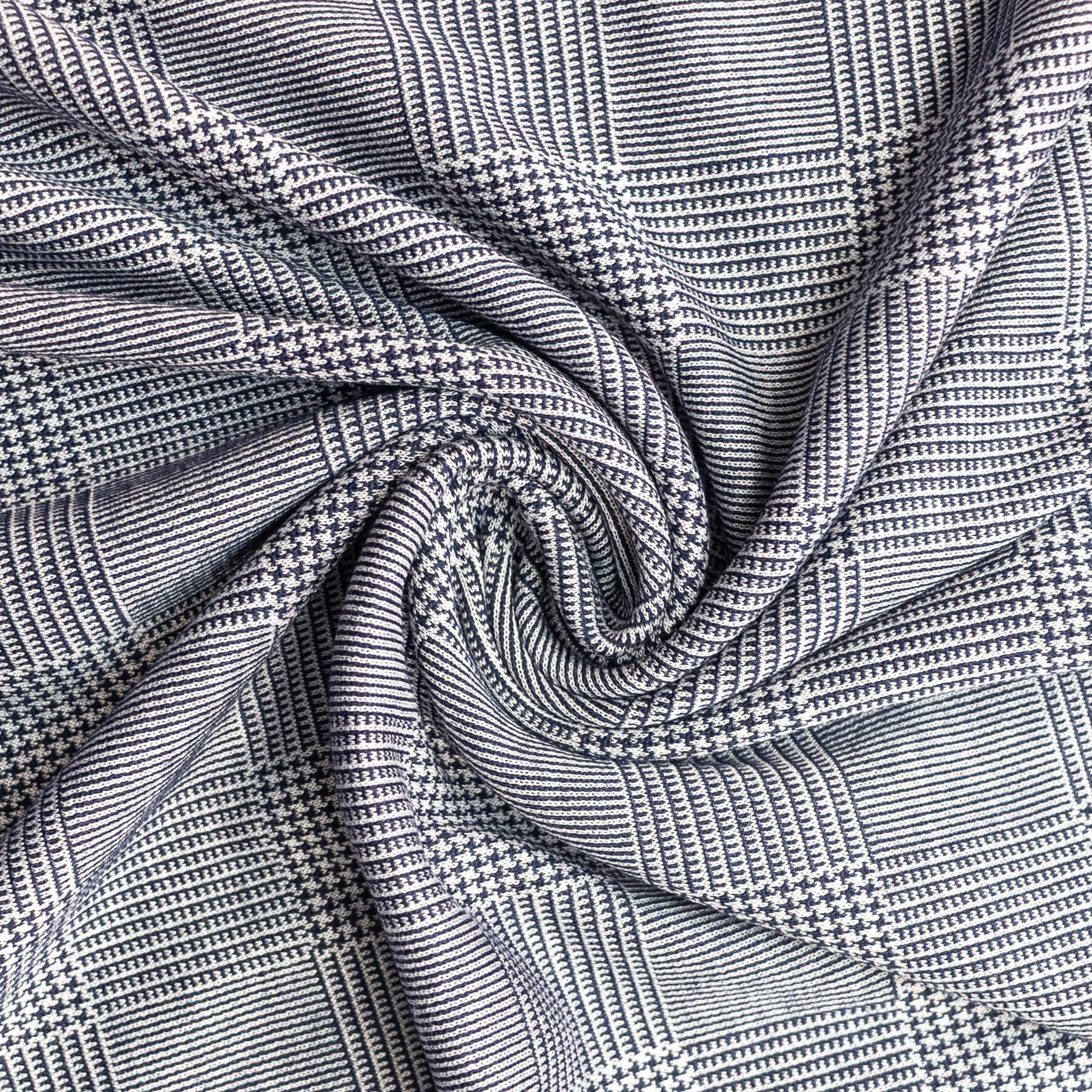 Navy Plaid Double Knit - 3 Yards