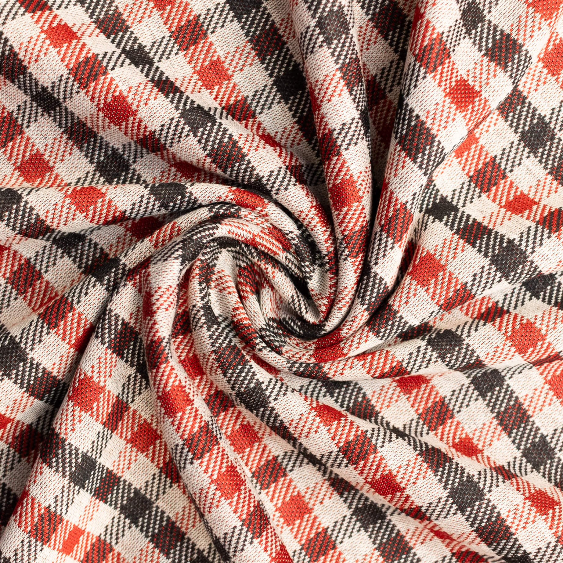 Black/Red Plaid Double Knit - 3 Yards
