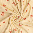 Fabric with floral pattern and ribbed texture
