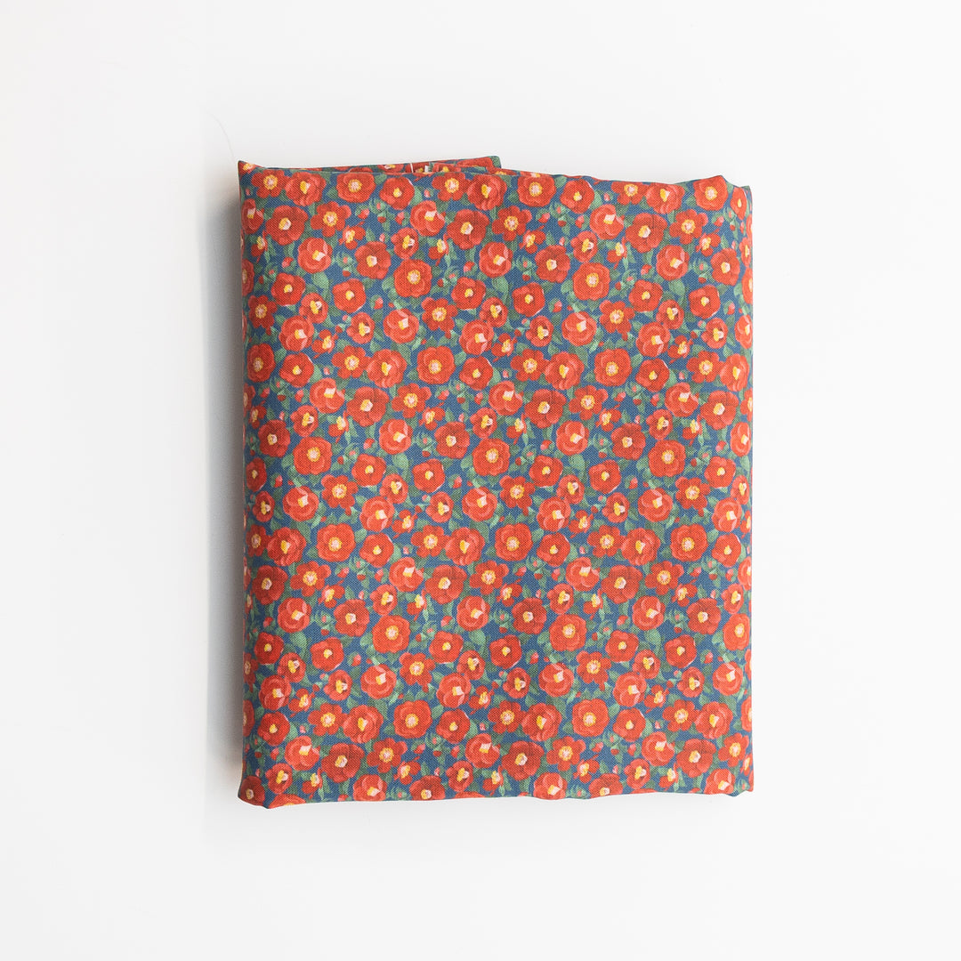 Red & Blue Floral Cotton Poplin - 3 Yards