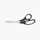 Gingher scissors with black handles, side view